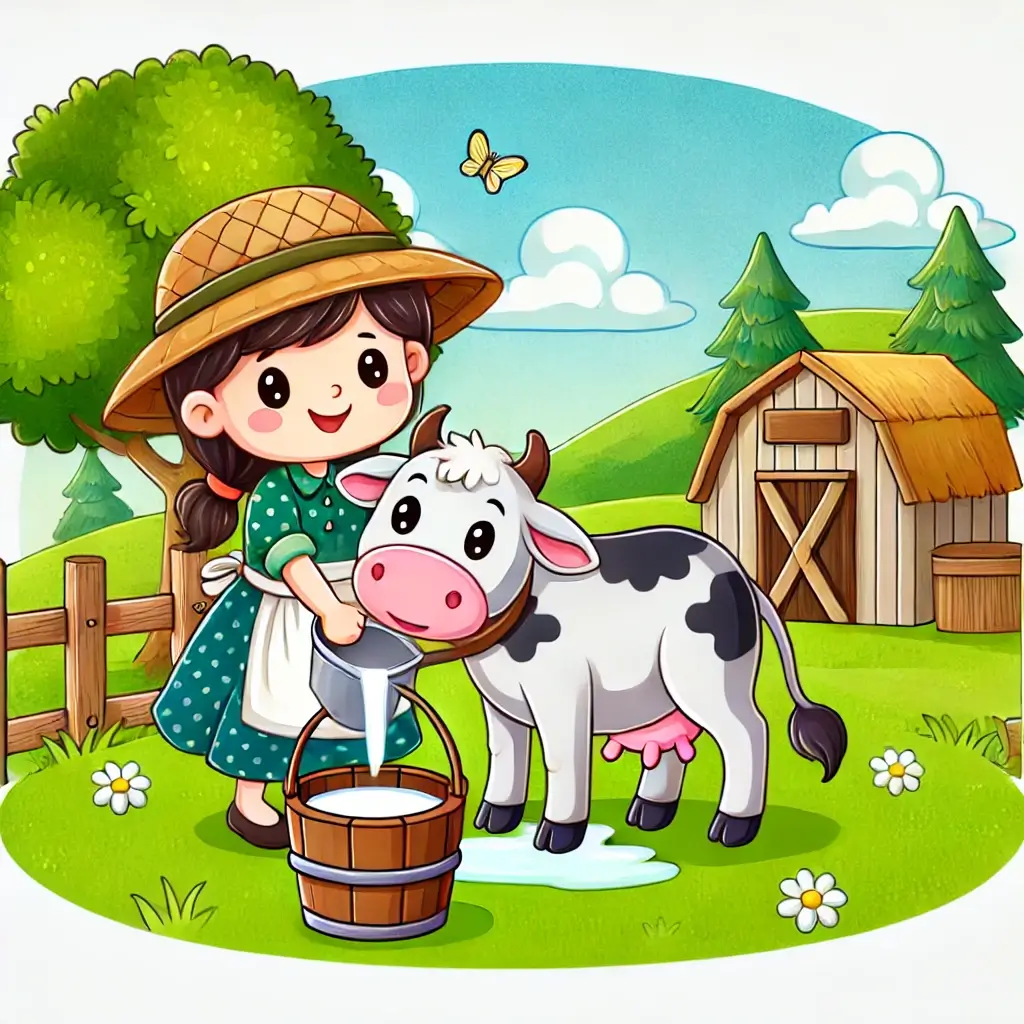 Cô gái vắt sữa và cái xô